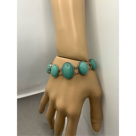 Amazonite Block and Toggle Clasp Bracelet in Stainless Steel - Picture 6 of 9